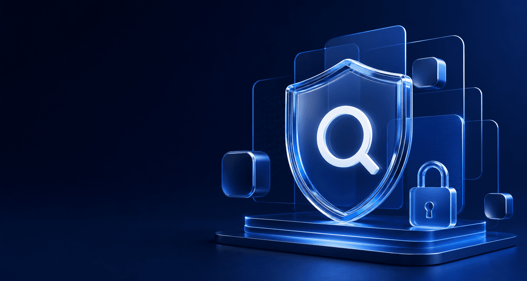 A glass search shield and lock representing Oernoe privacy