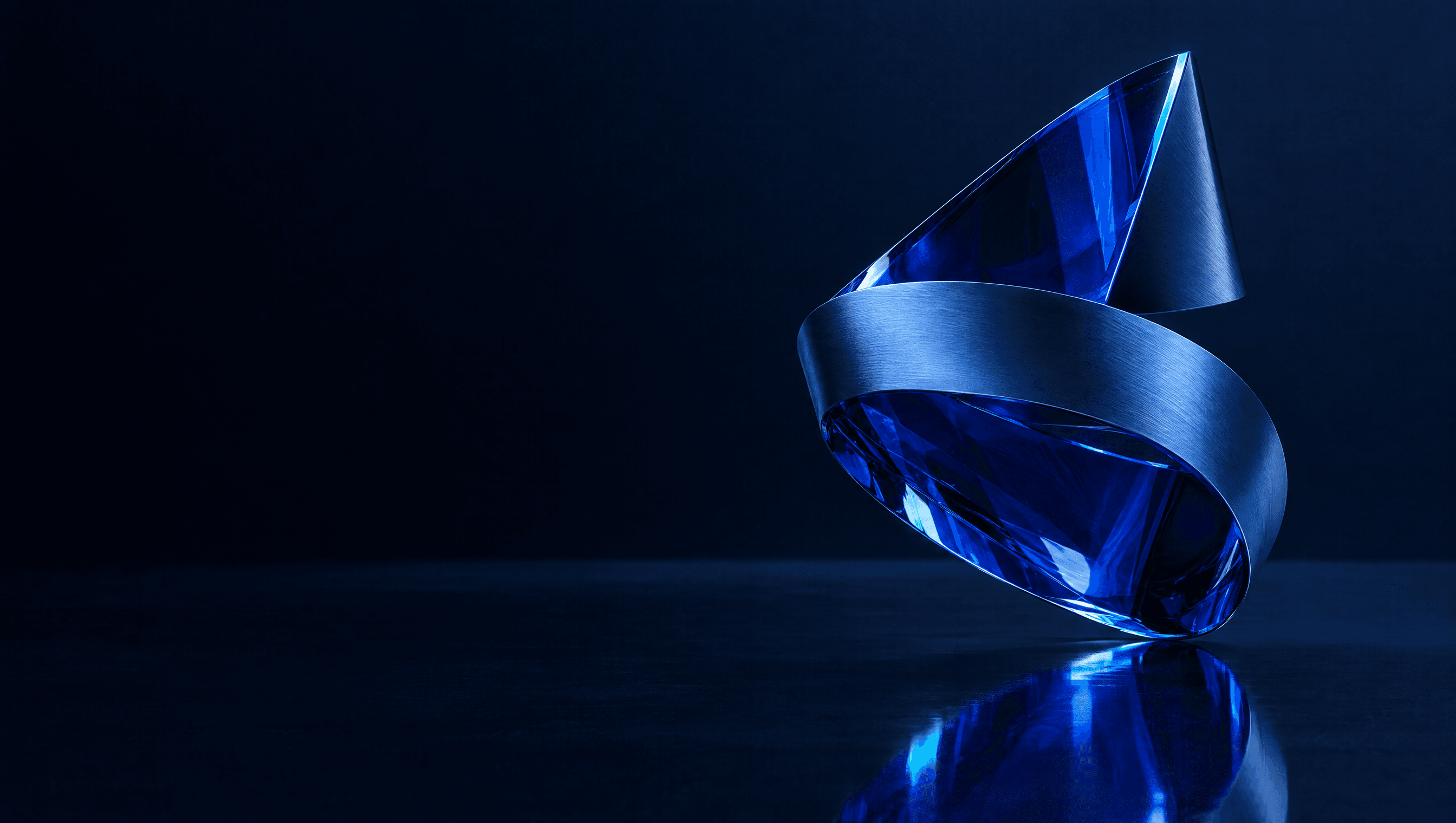 A sculptural blue glass form created for the Oernoe launch